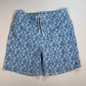 Johnnie-O Galley 7" Swim Trunks‎ Men's M Gulf Blue Mesh Lined Stretch Drawstring